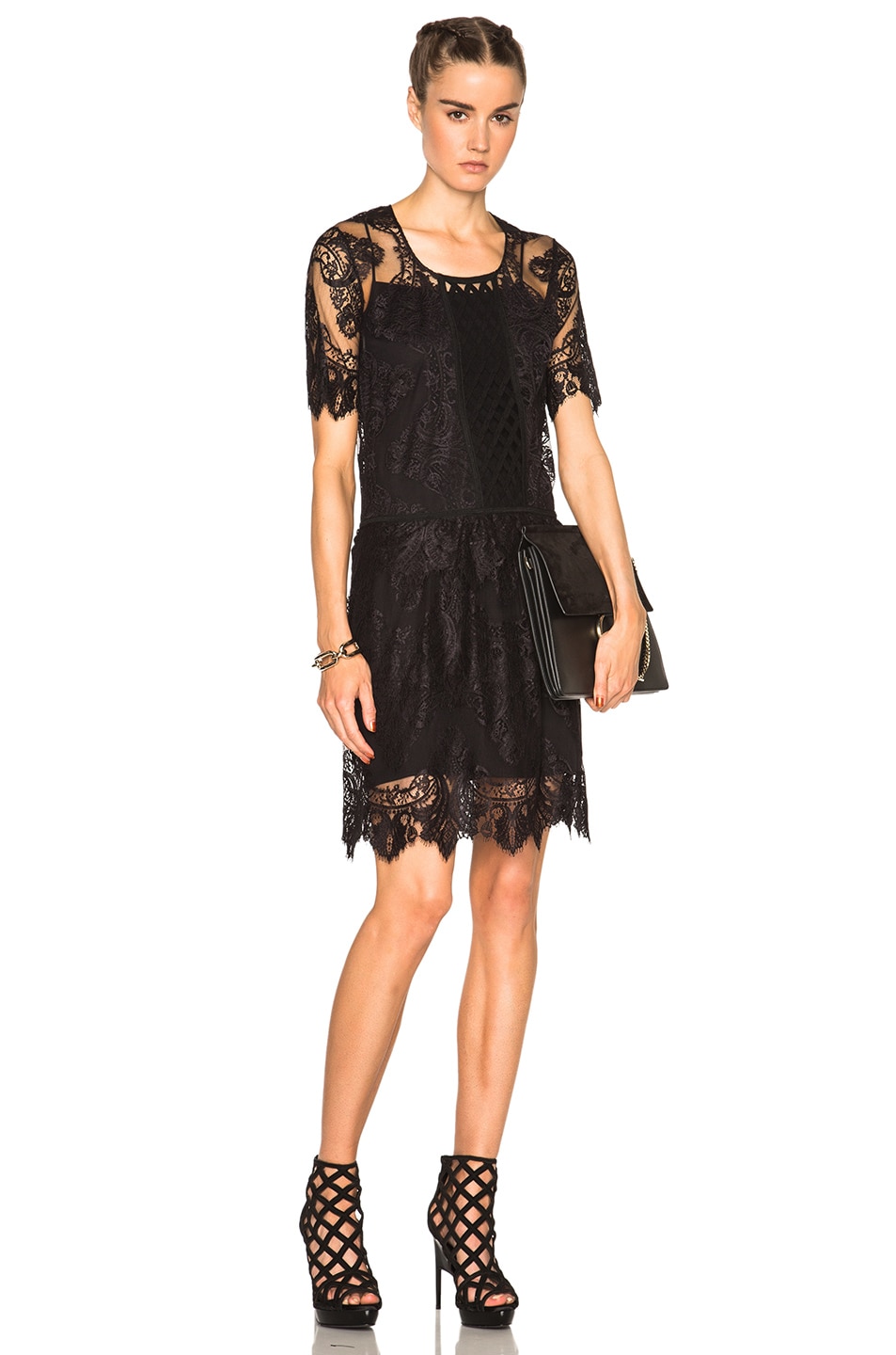 Image 1 of Burberry Chantilly Lace Dress in Black