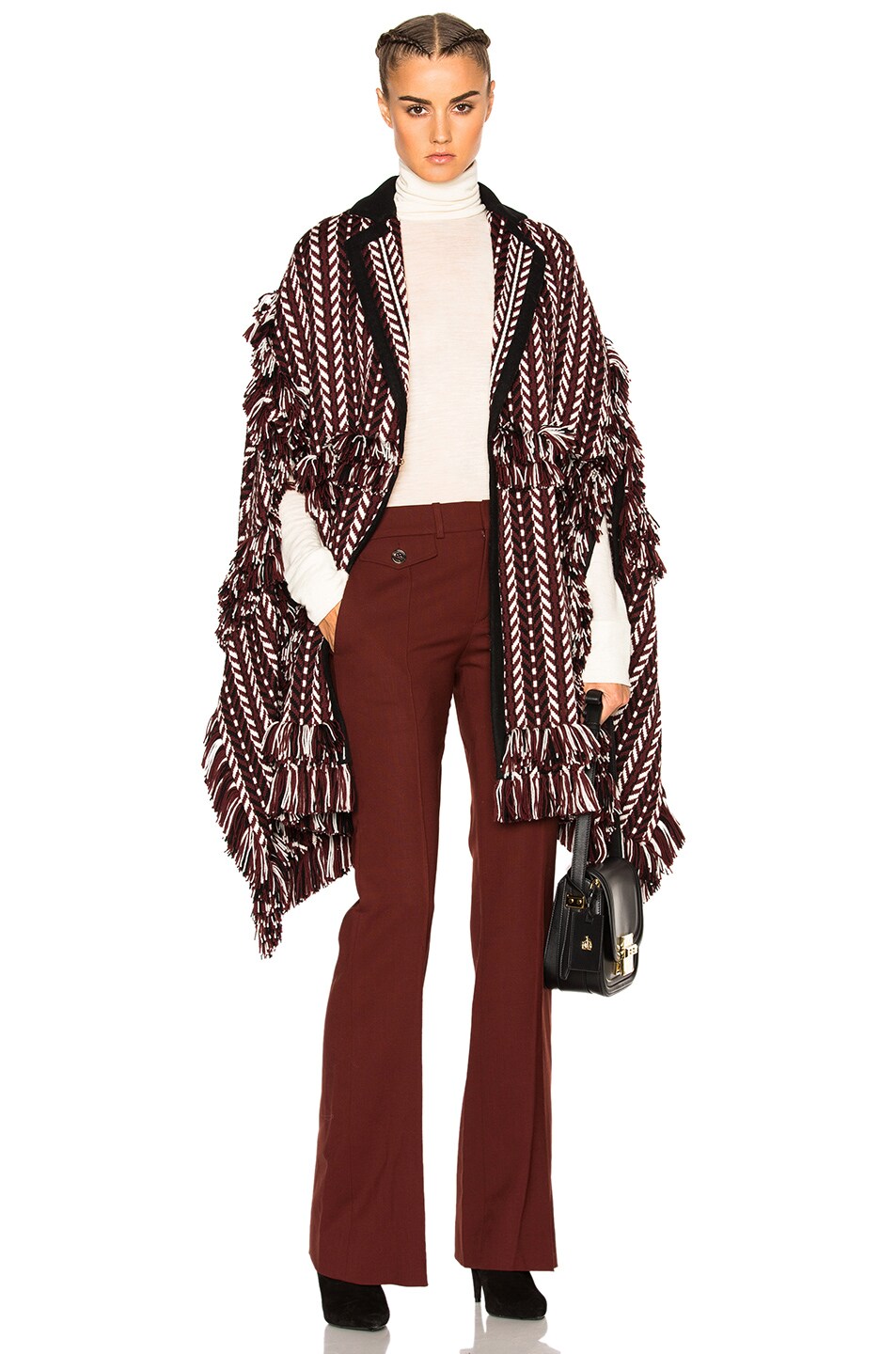 Image 1 of Burberry Knit Blanket Cape in Russet Brown