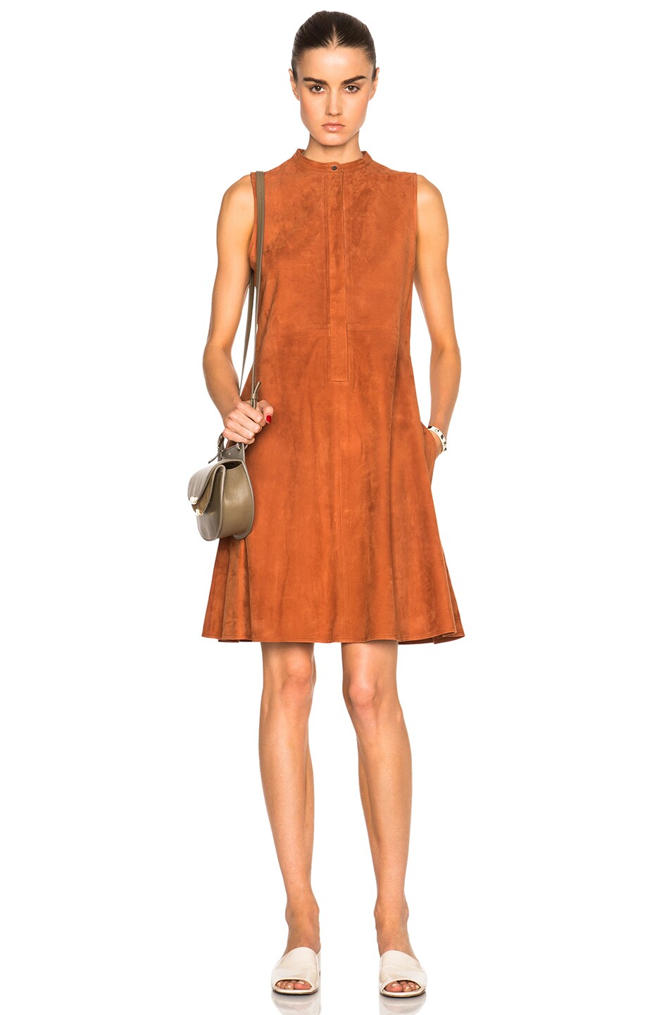 Image 1 of Brock Collection Suede Larissa Dress in Rust