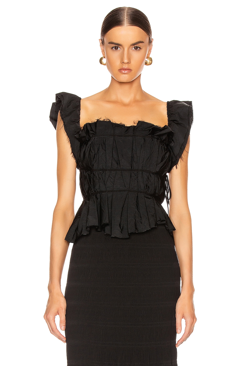 Image 1 of Brock Collection Pioppo Ruffle Top in Black