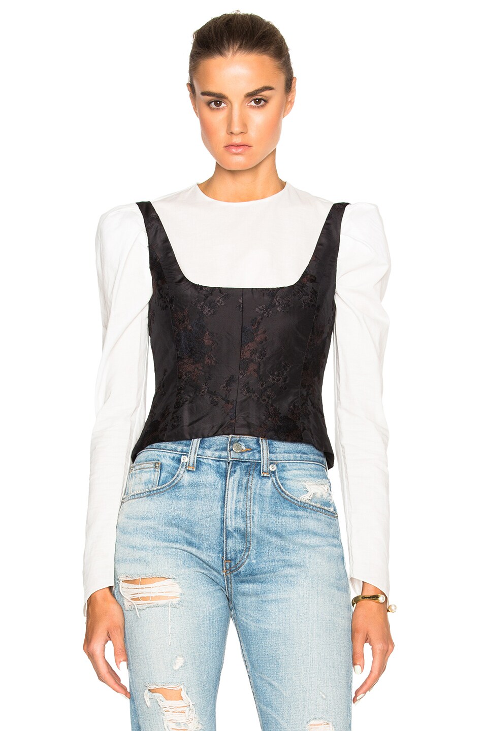 Image 1 of Brock Collection Berenice Bustier Top in Black Blossom