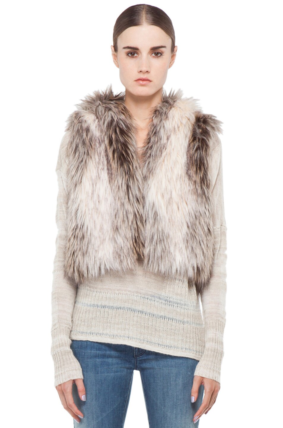 Image 1 of BSABLE Molly Crop Vest in Mix Raccoon