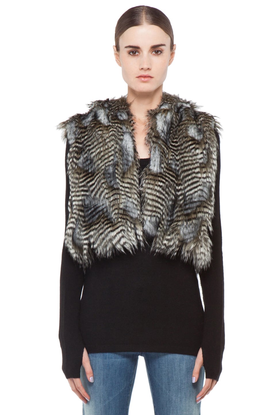 Image 1 of BSABLE Molly Crop Vest in Silver Feather