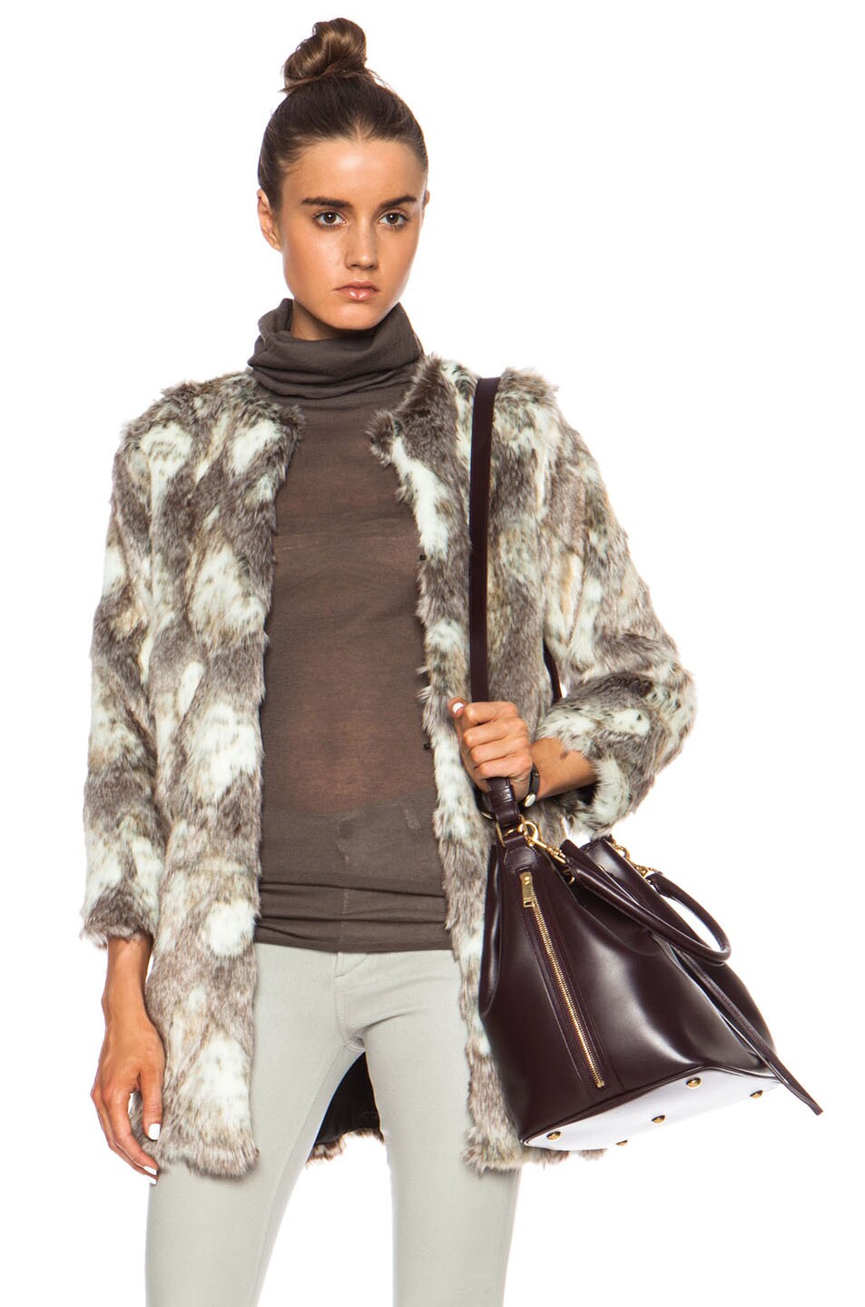 Image 1 of BSABLE Stella Faux Fur Jacket in Special Beige
