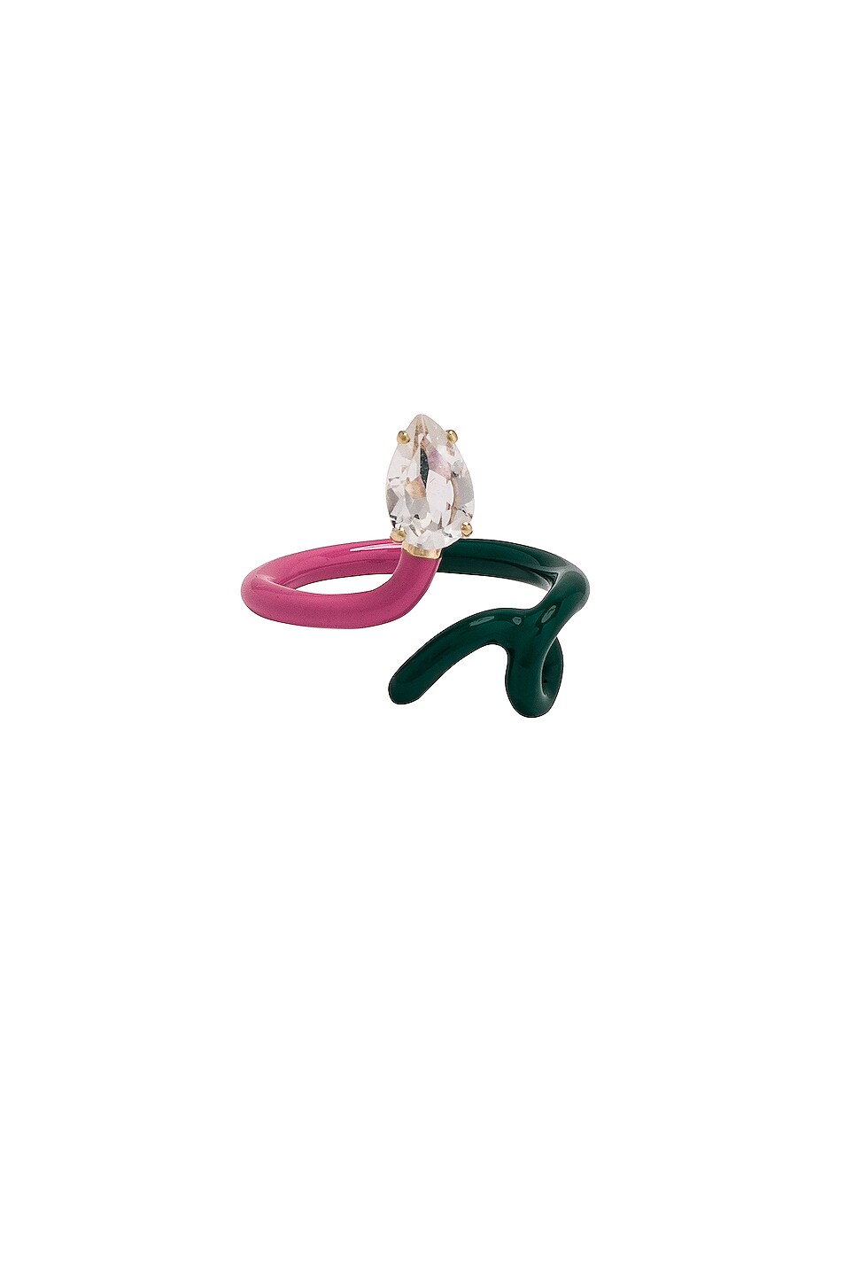 Image 1 of BEA BONGIASCA B Vine Ring in Bubblegum Pink & Evergreen Enamel