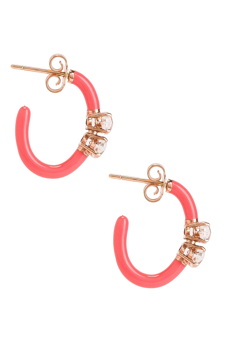 Image 1 of BEA BONGIASCA for FWRD Marquise Cut Vine Hoop Earrings in Crystal & Pink