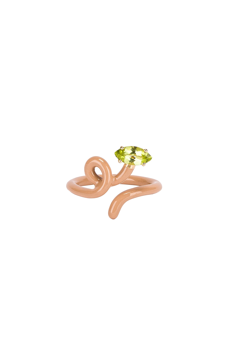 Image 1 of BEA BONGIASCA Baby Vine Tendril Ring in Latte & Peridot