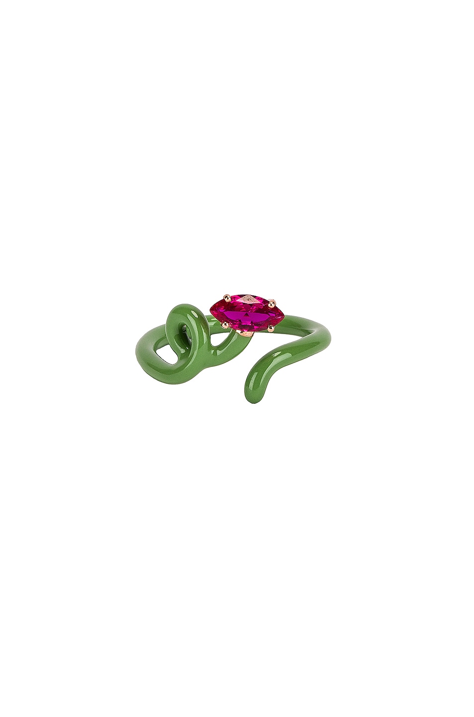 Image 1 of BEA BONGIASCA Baby Vine Tendril Ring in Green & Corundum
