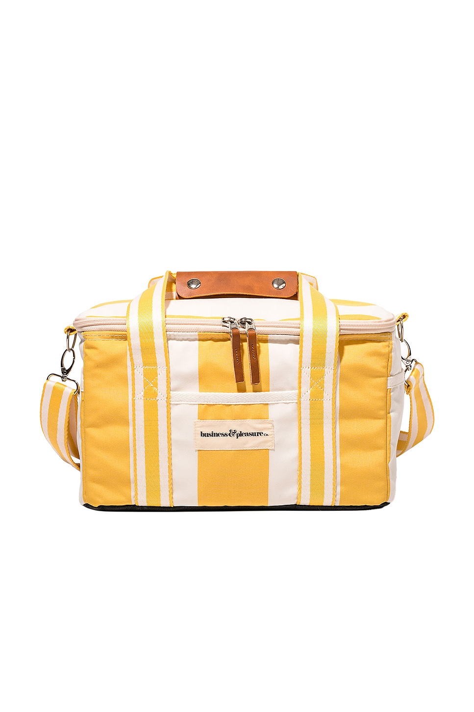 Image 1 of business & pleasure co. Premium Cooler in Crew Mimosa Yellow Stripe