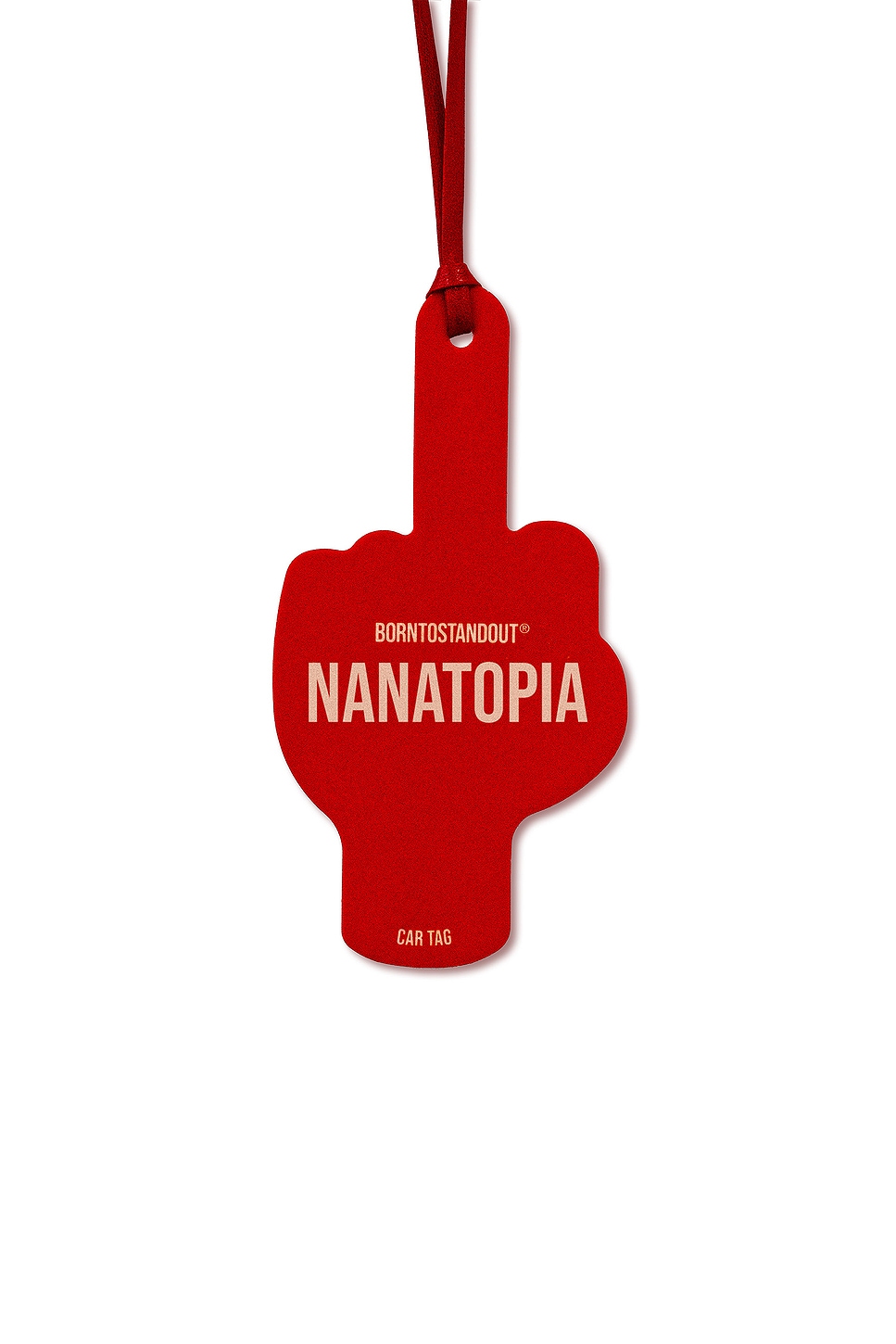 Borntostandout Nanatopia Car Tag In Red