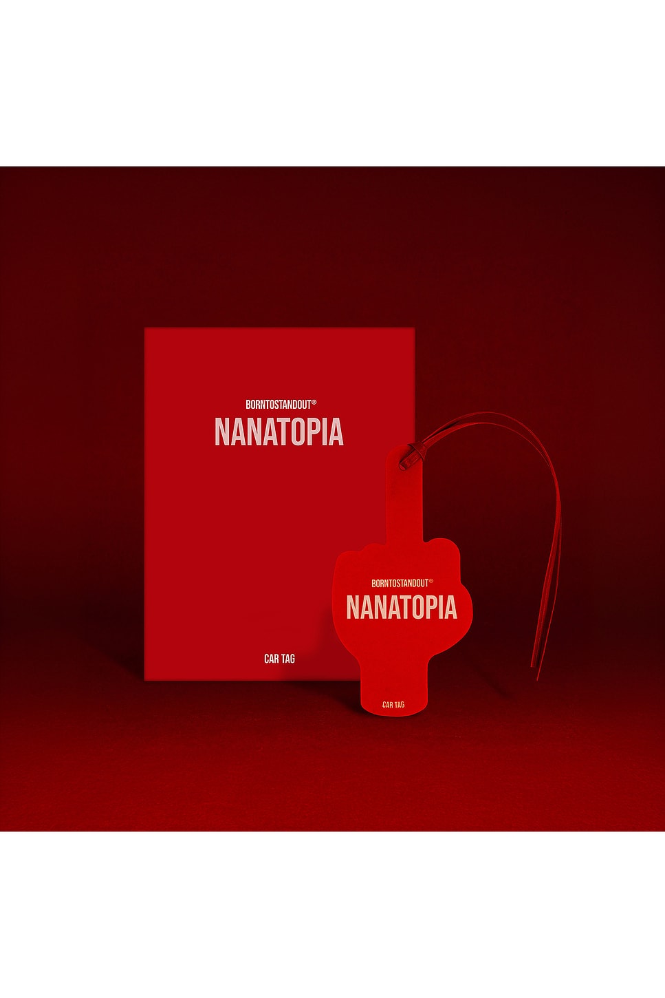 Borntostandout Nanatopia Car Tag In Red