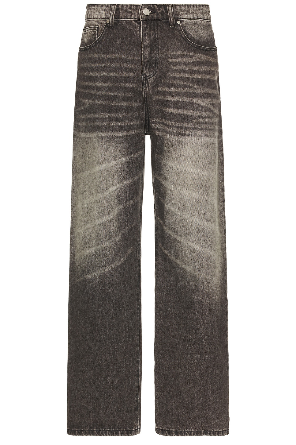 Lax Baggy Denim Whisker Wash Jeans in Black