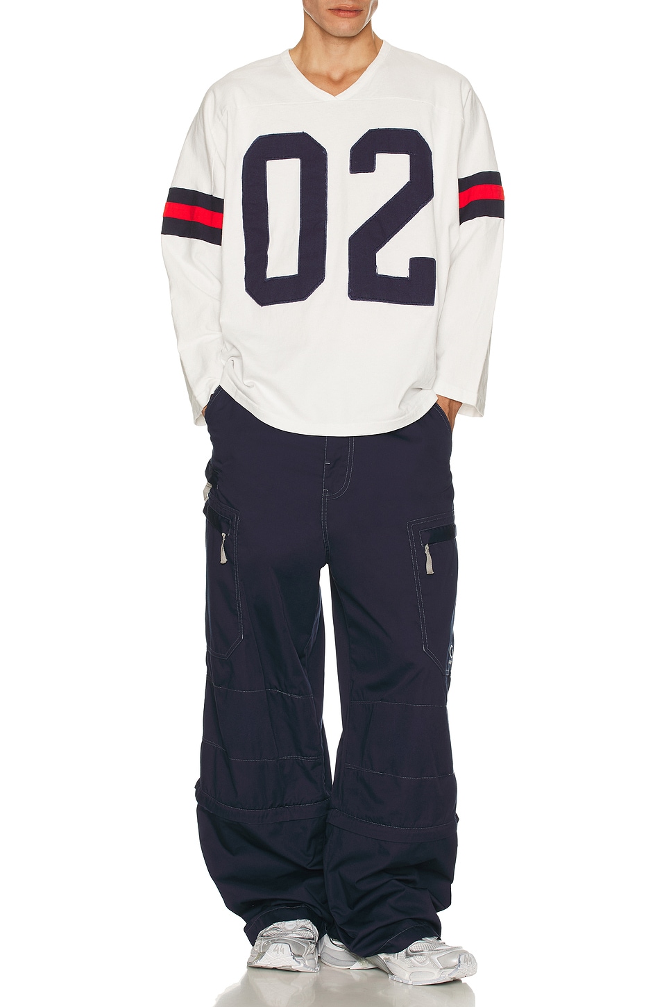 Image 1 of Basketcase Horsecollar Football Long Sleeve Shirt in White