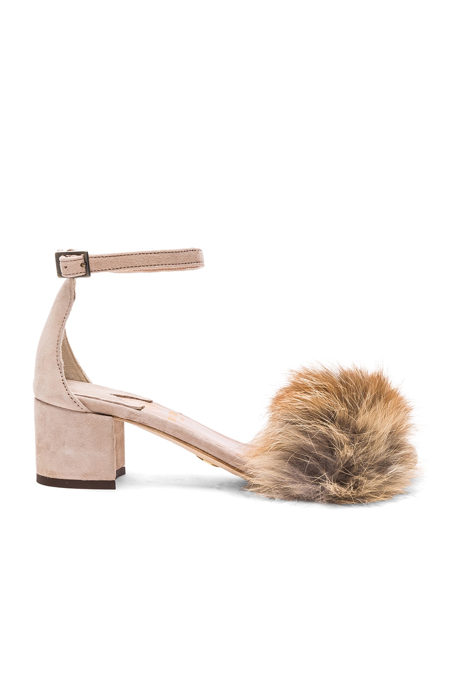 Image 1 of Brother Vellies for FWRD Dhara Tufted Fox Fur Sandals in Nude