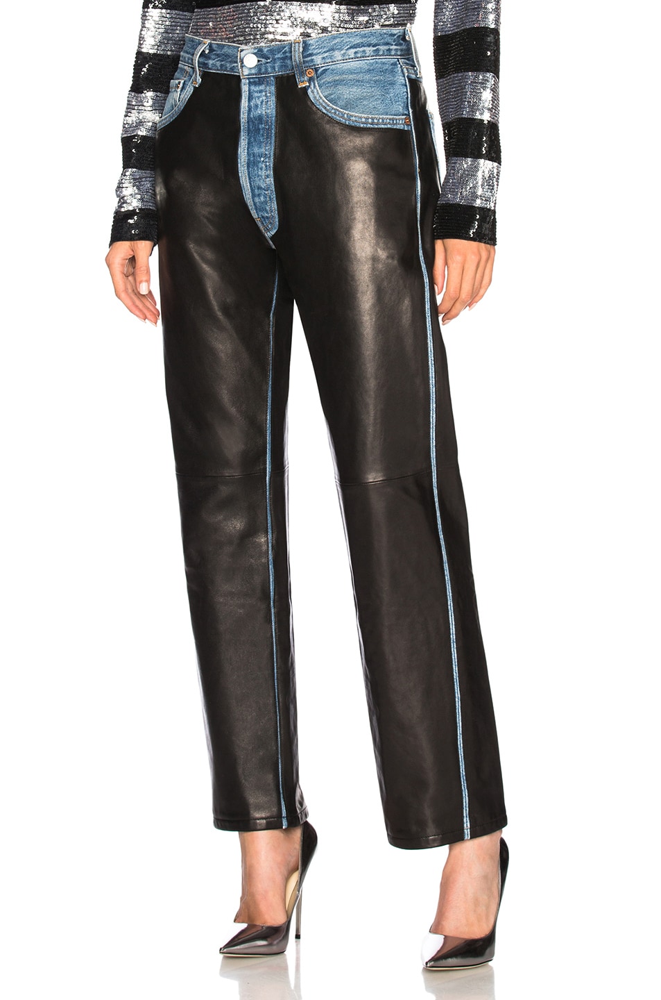 Image 1 of BEAU SOUCI Leather Chapsy Pant in Blue