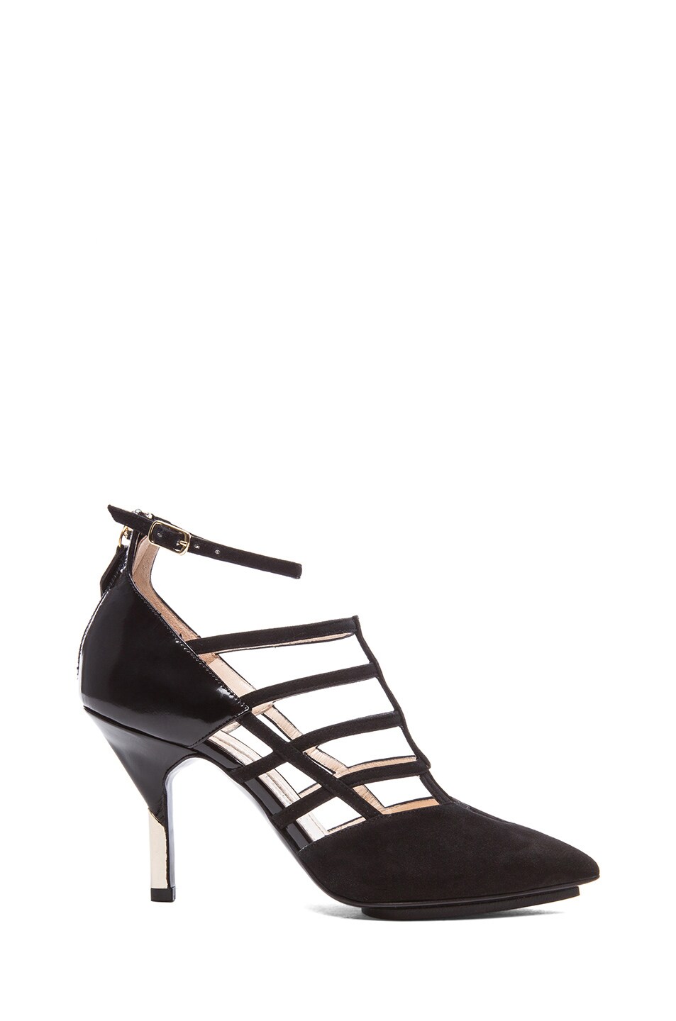 Image 1 of BURAK UYAN Suede and Patent Leather Heels in Black