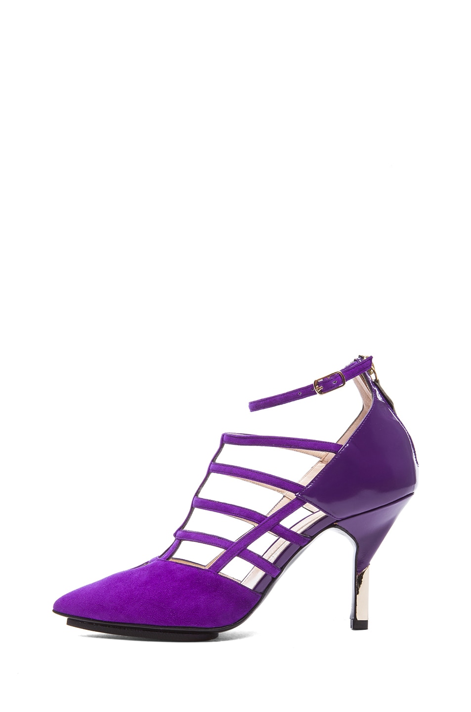 Image 1 of BURAK UYAN Suede and Patent Leather Heels in Violet