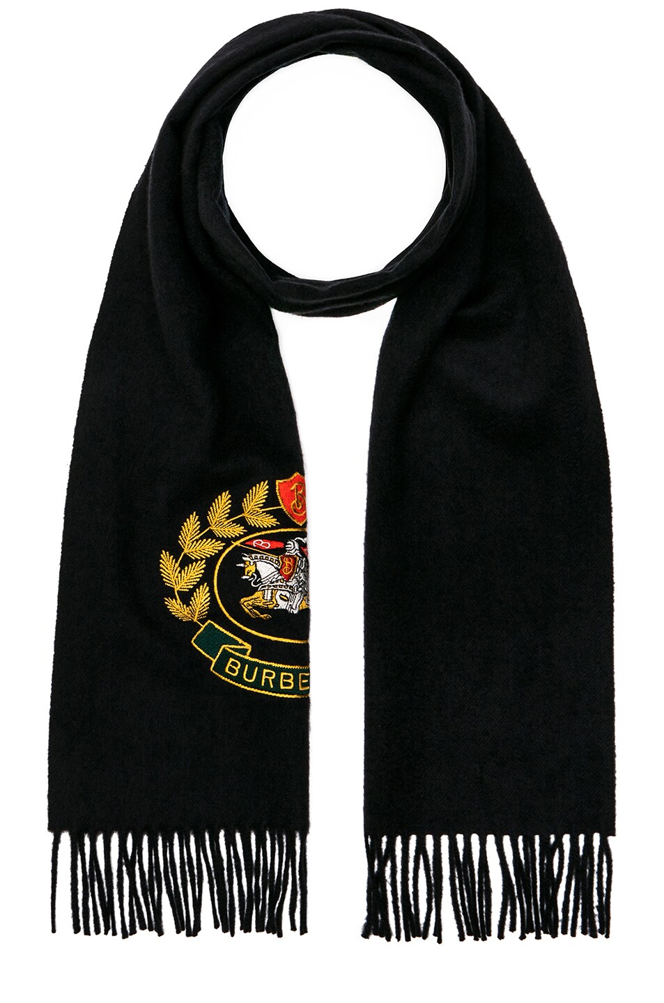 Image 1 of Burberry Crest Emblem Scarf in Navy