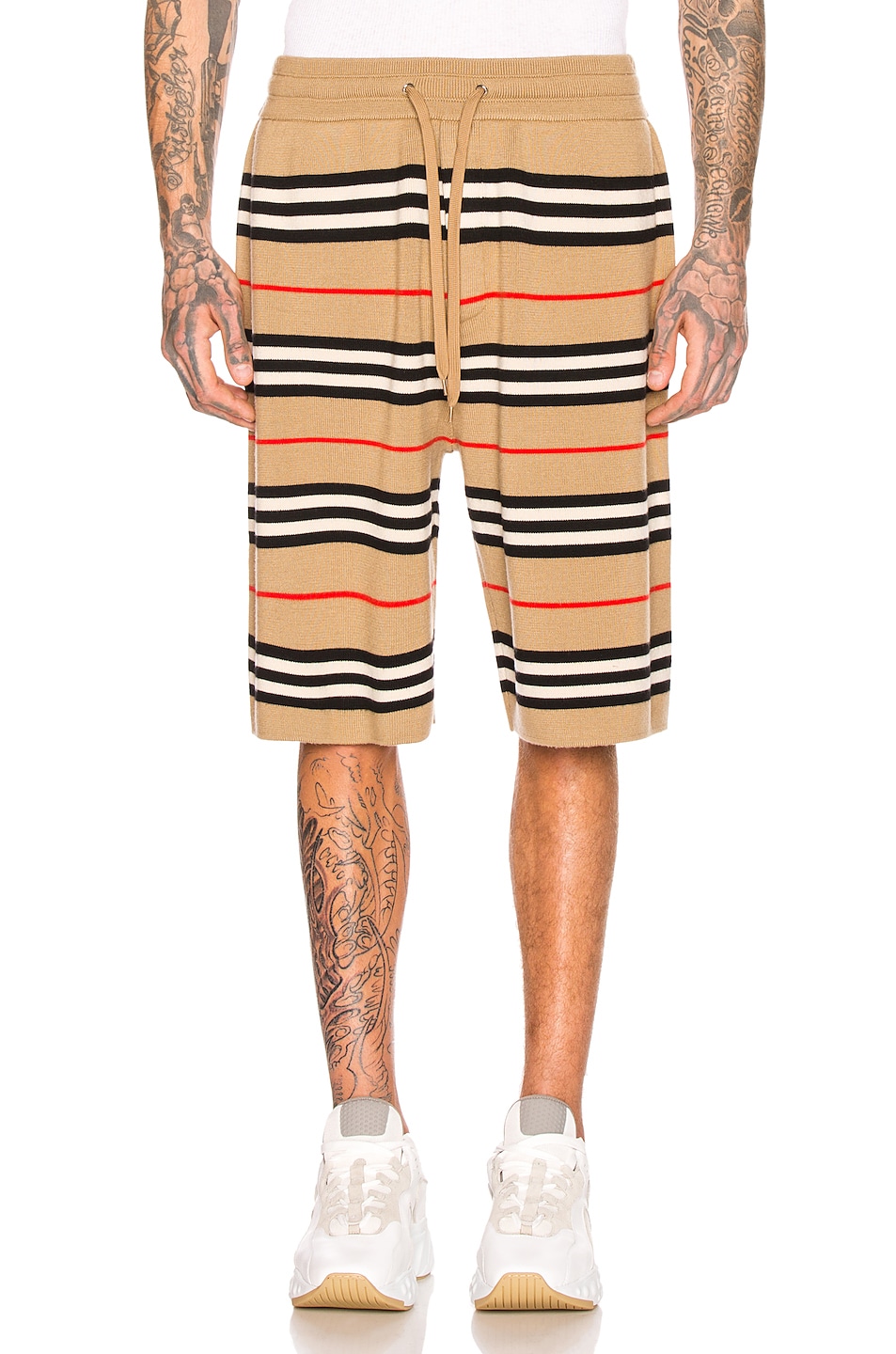 Image 1 of Burberry Icon Stripe Bermuda Shorts in Camel