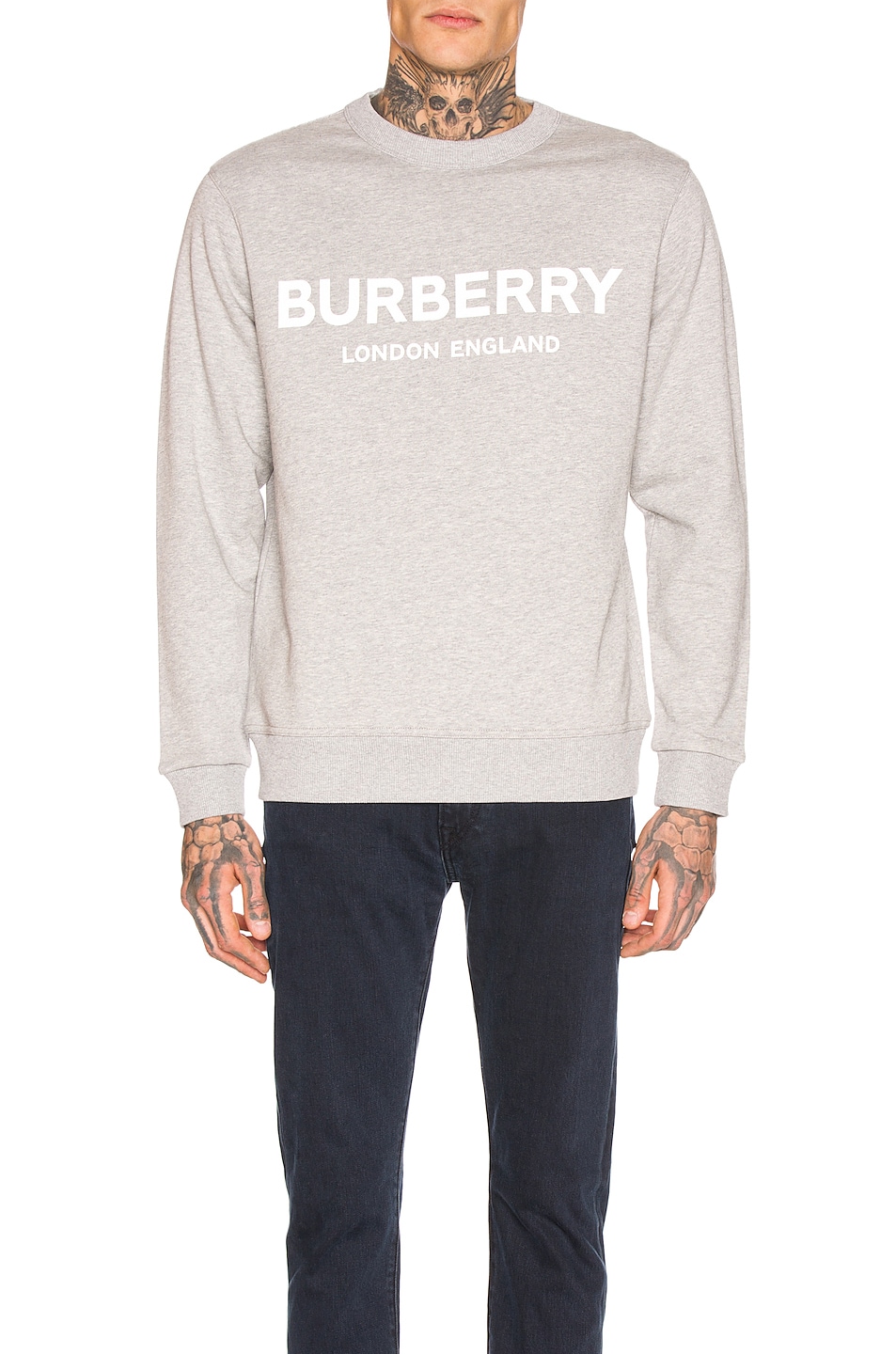 Image 1 of Burberry Logo Print Sweatshirt in Pale Grey