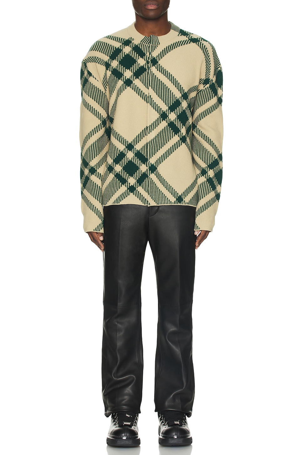 Image 1 of Burberry Check Pattern Cardigan Jacket in Flax