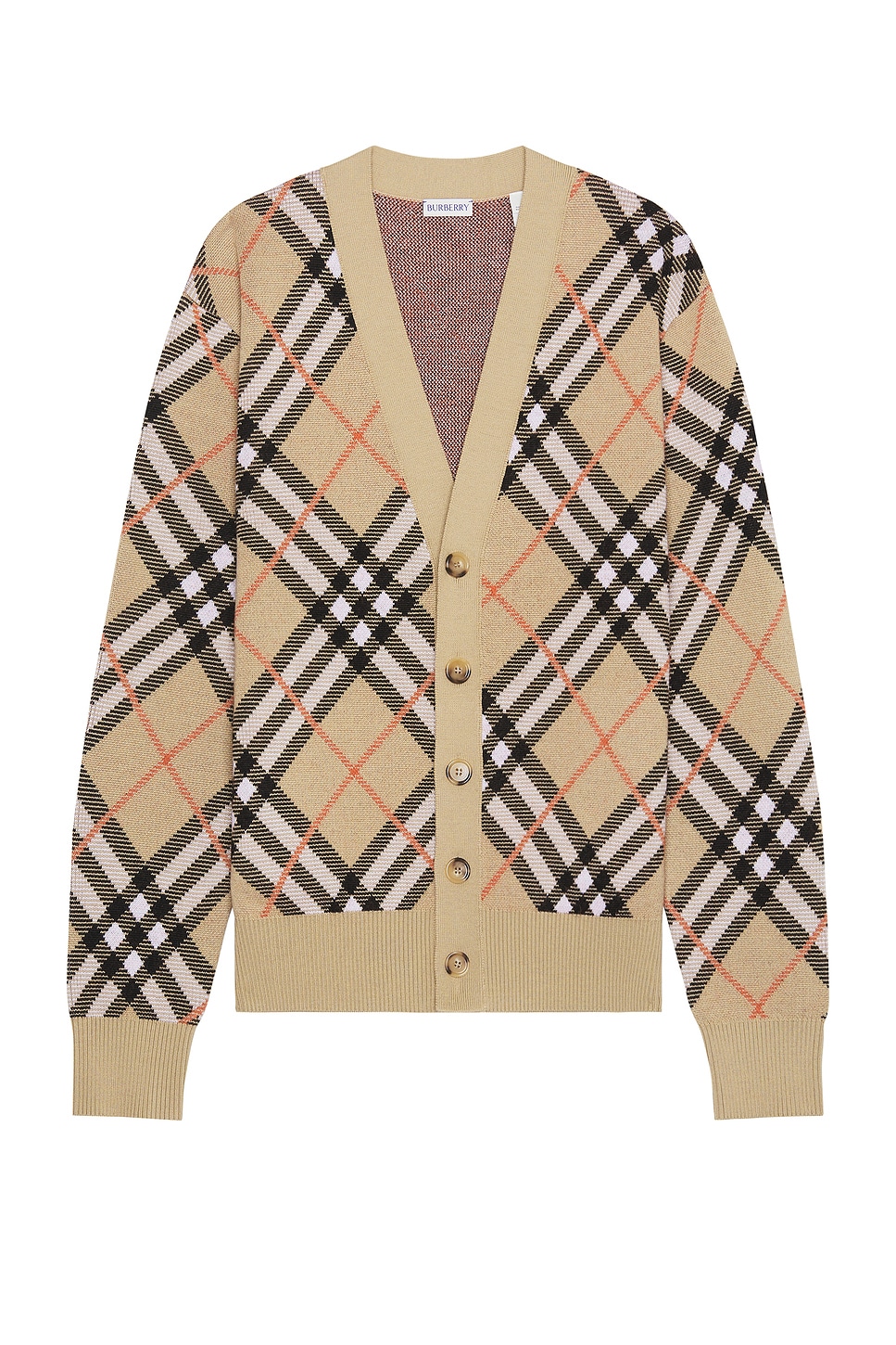 Image 1 of Burberry IP Check Cardigan in Sand Ip Check