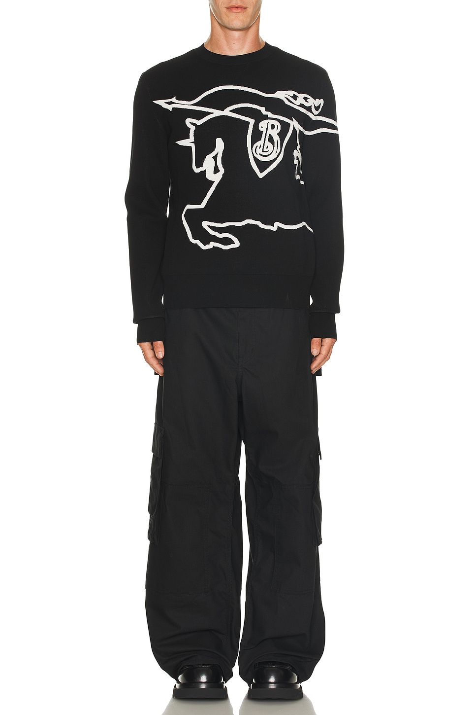 Image 1 of Burberry Big Logo Sweater in Black & Chalk