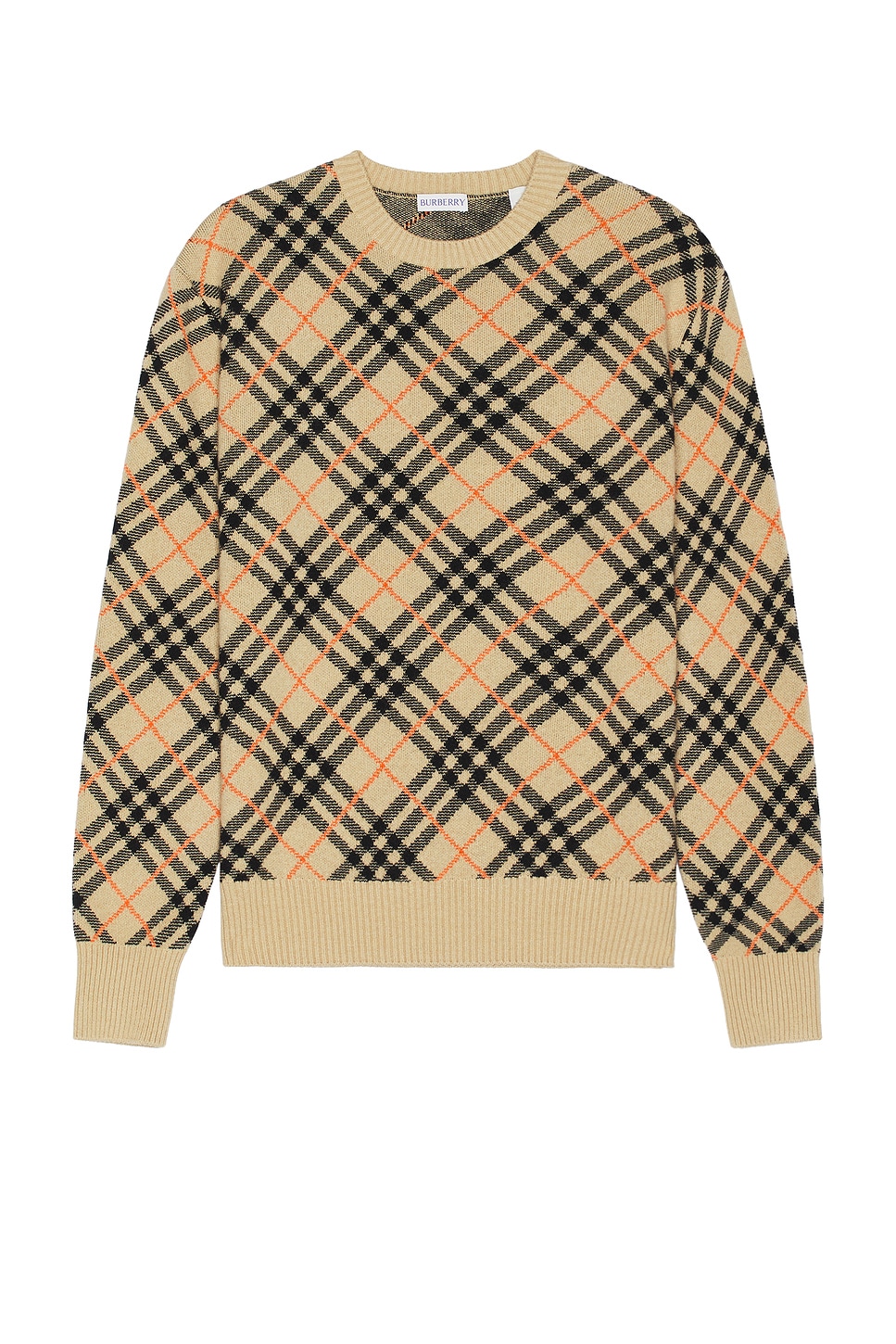 Image 1 of Burberry Cashmere Crewneck in Sand Check