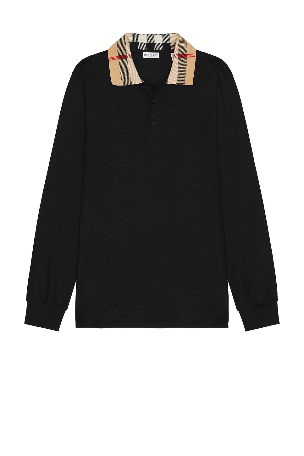 Image 1 of Burberry Cody Longsleeve Polo in Black