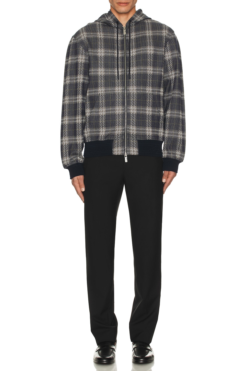 Image 1 of Burberry Jacquard Check Hoodie in Indigo Check