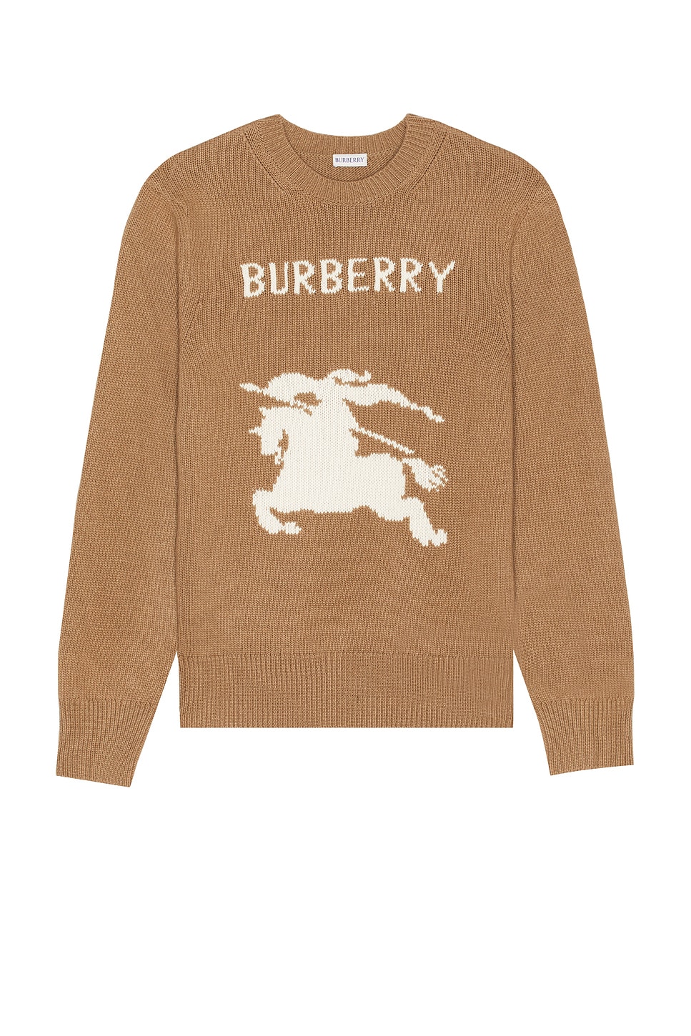 Image 1 of Burberry Bobby Intarsia EKD Sweater in Camel