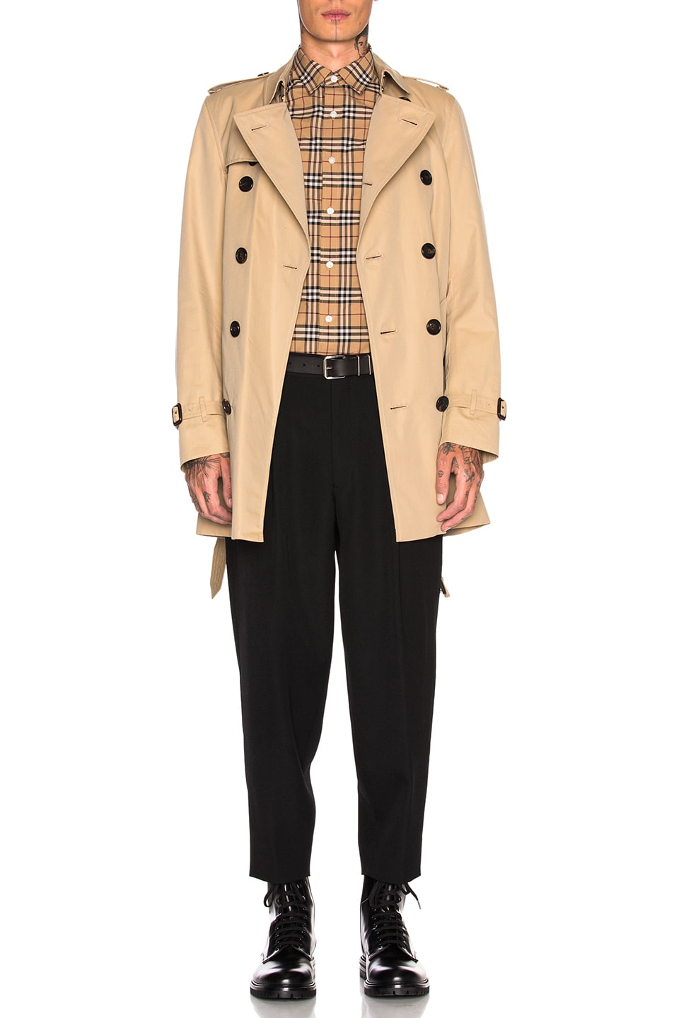 Image 1 of Burberry Heritage Modern Fit Mid Length Trench in Honey