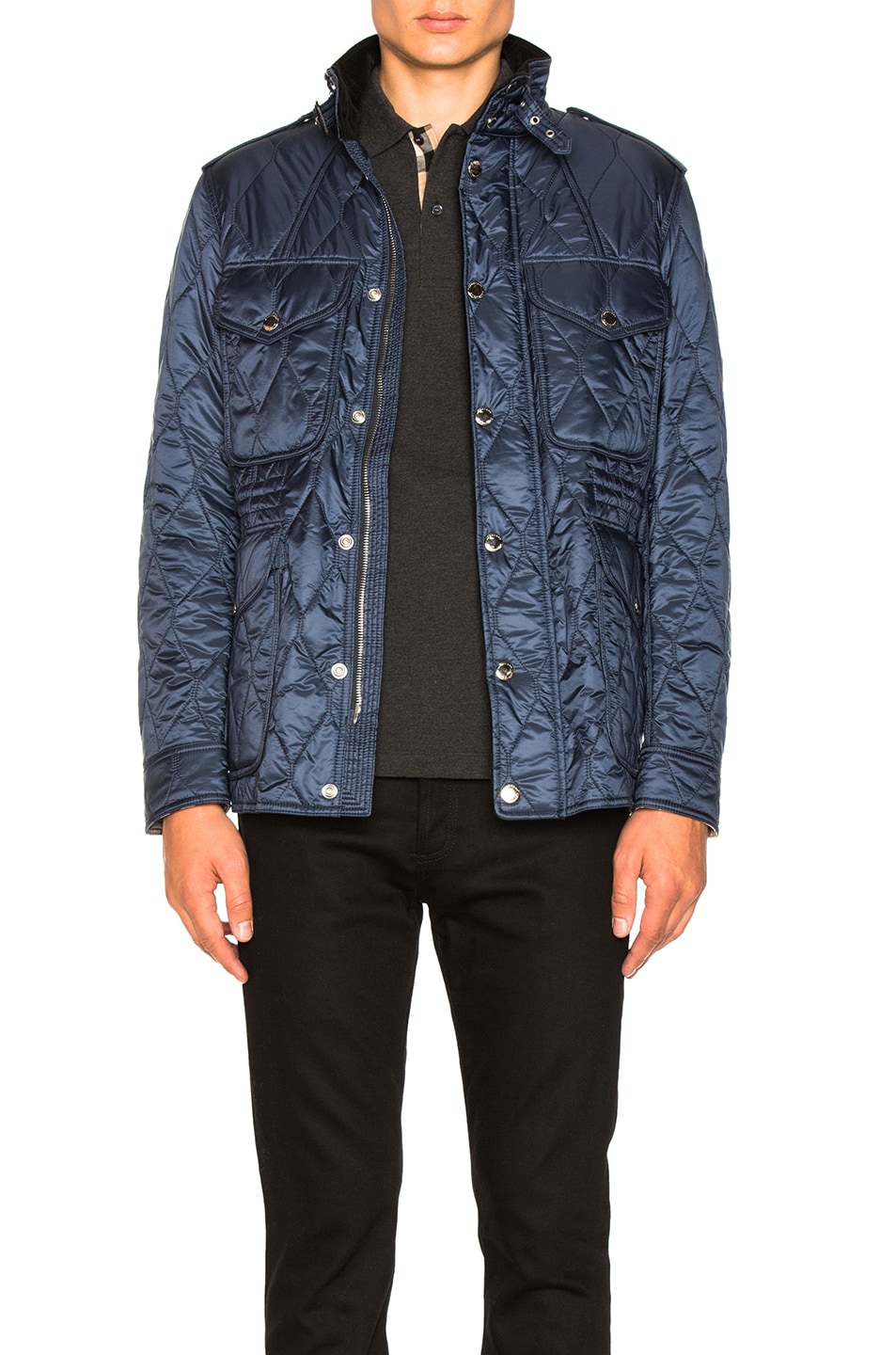 Image 1 of Burberry Quilted Field Jacket in Navy