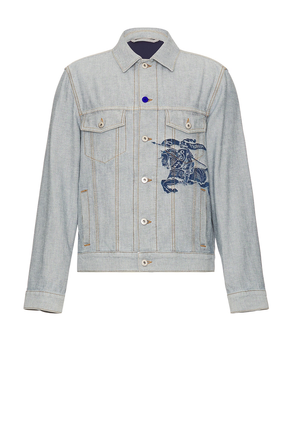 Printed Denim Jacket in Blue