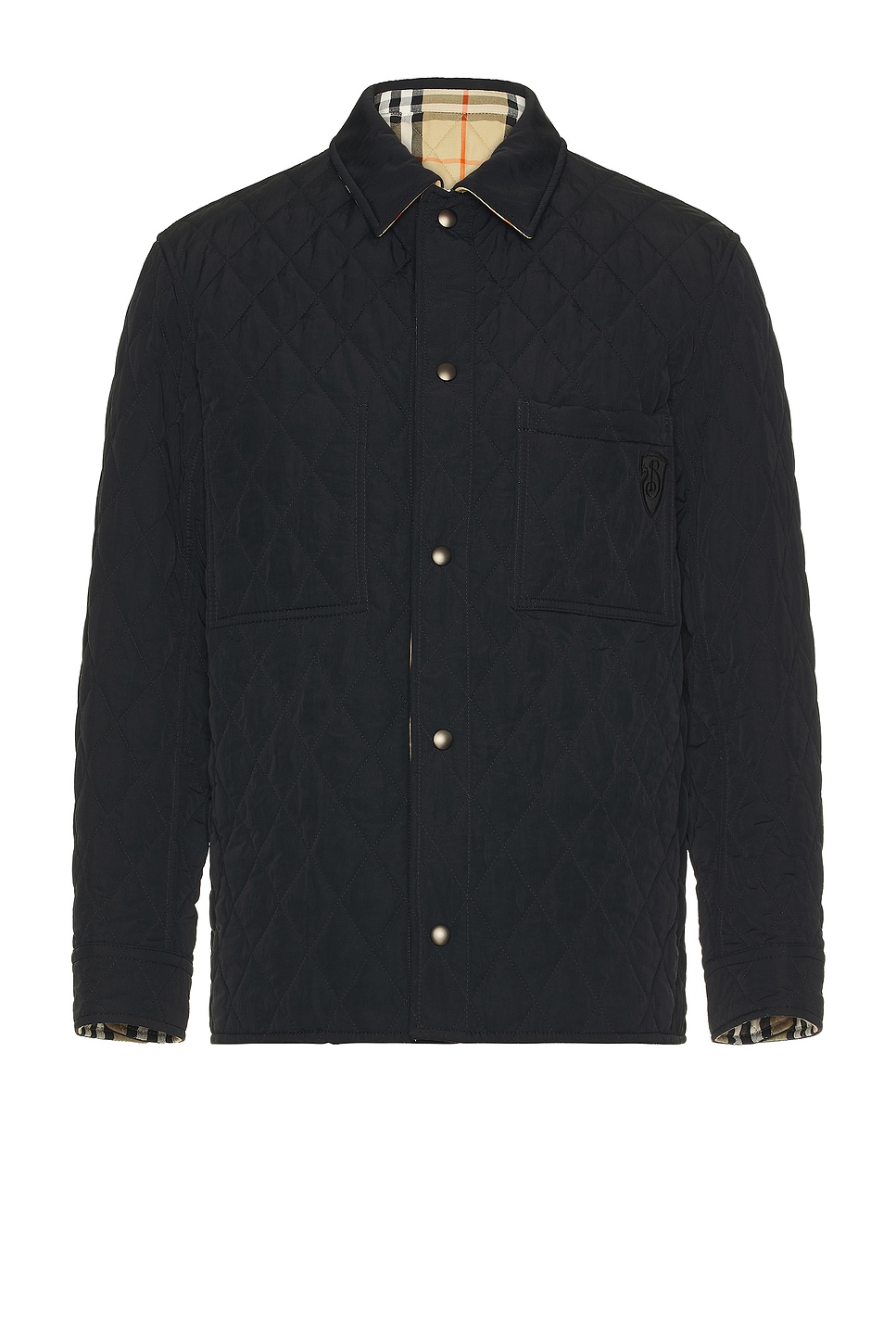 Burberry Reversible Quilted Overshirt In Black & Sand Ip Check