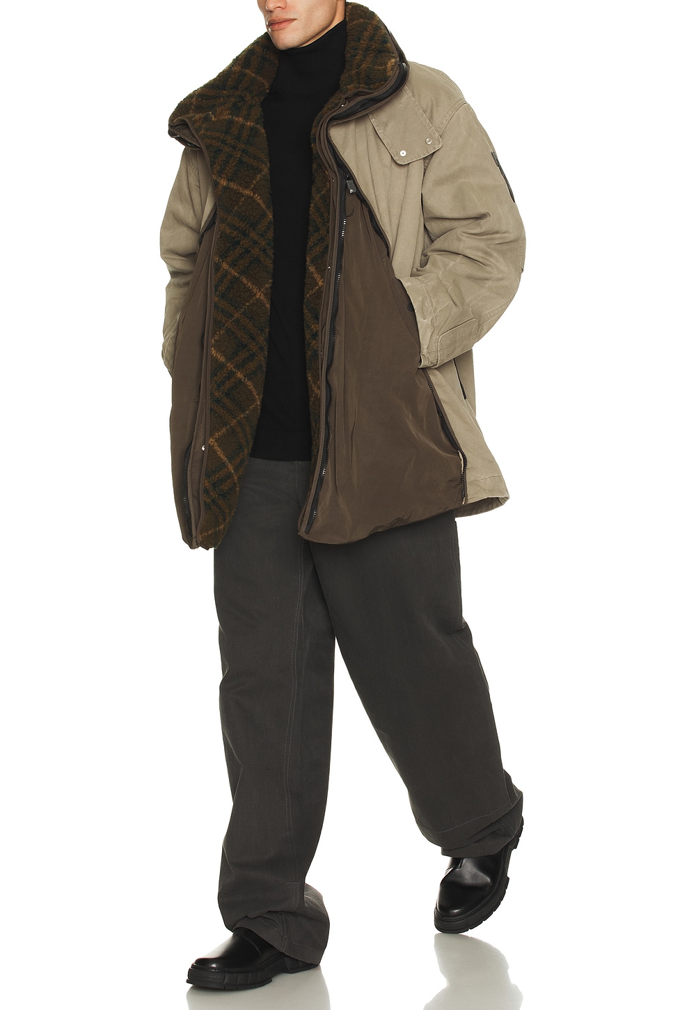 Image 1 of Burberry Washed Zip Layer Parka in Mink