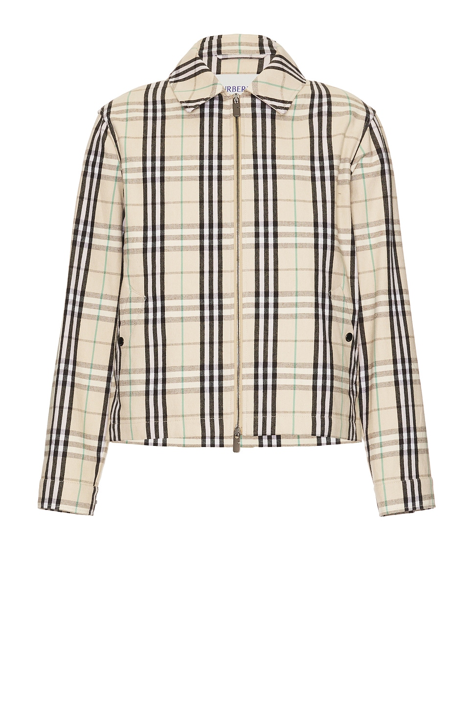 Flannel Zip Through Harrington in Beige