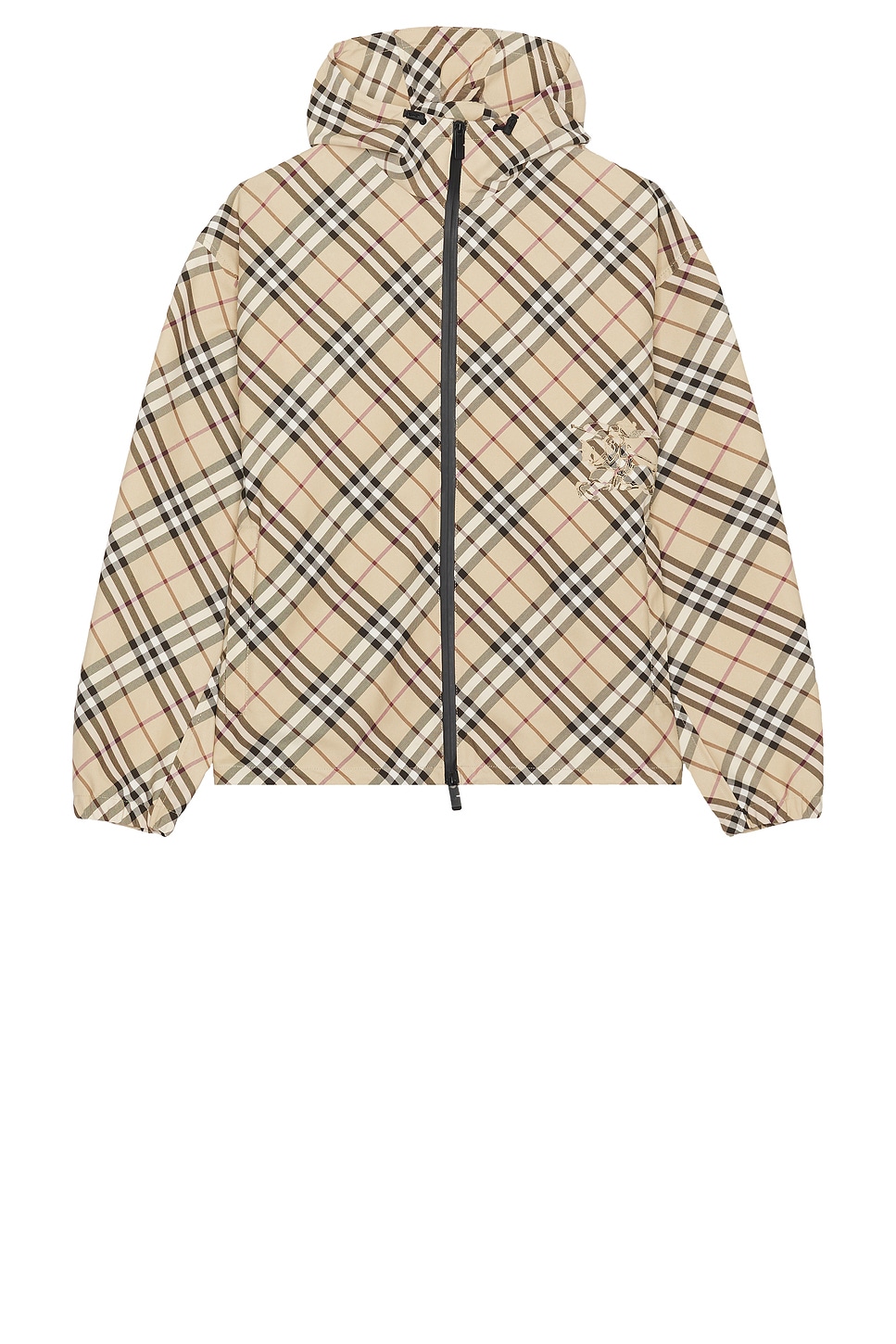 Nylon Check Windbreaker in Cream