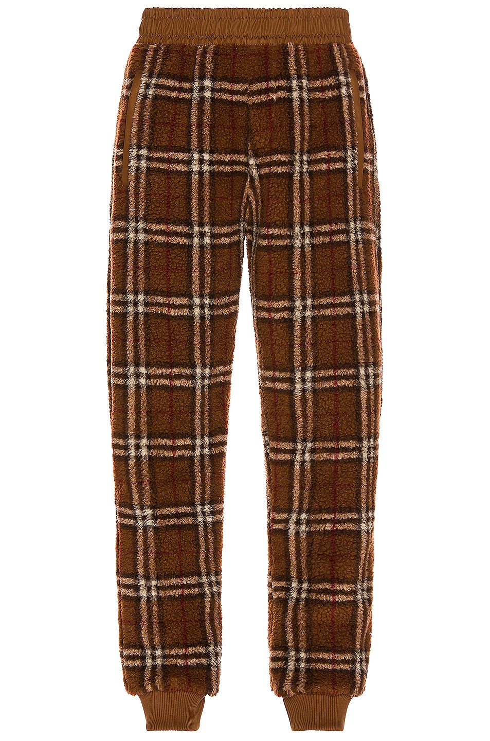 Image 1 of Burberry Dimitri Fleece Pants in Dark Birch Brown Check