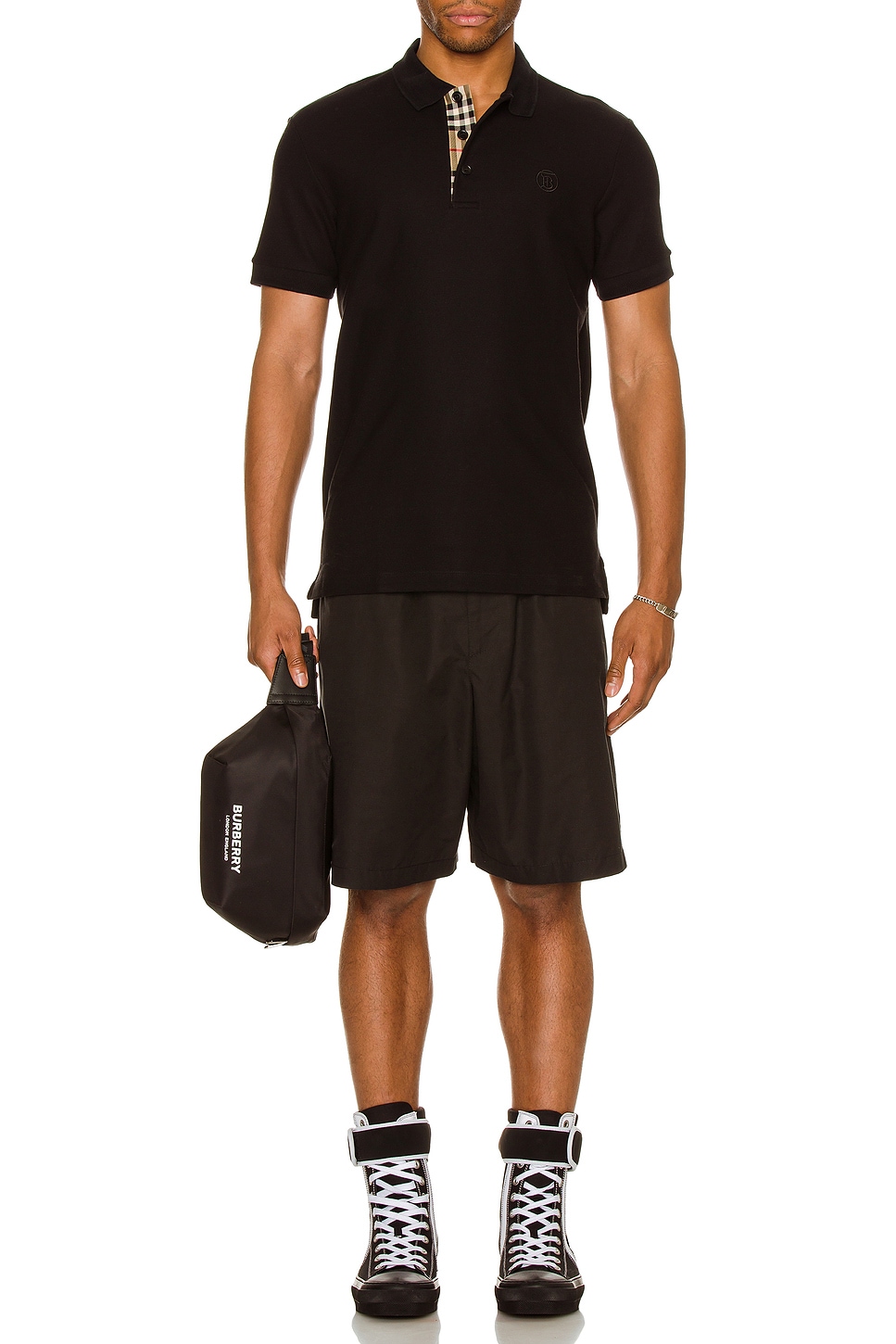 Image 1 of Burberry Eddie Polo Top in Black