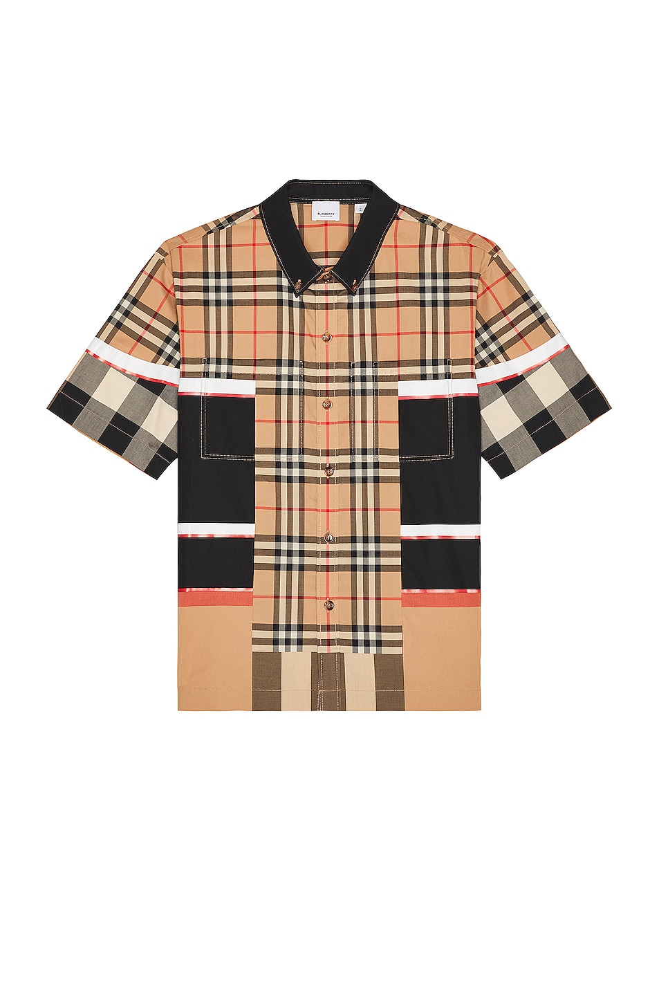 Image 1 of Burberry Hawling Mixed Check Short Sleeve Shirt in Archive Beige