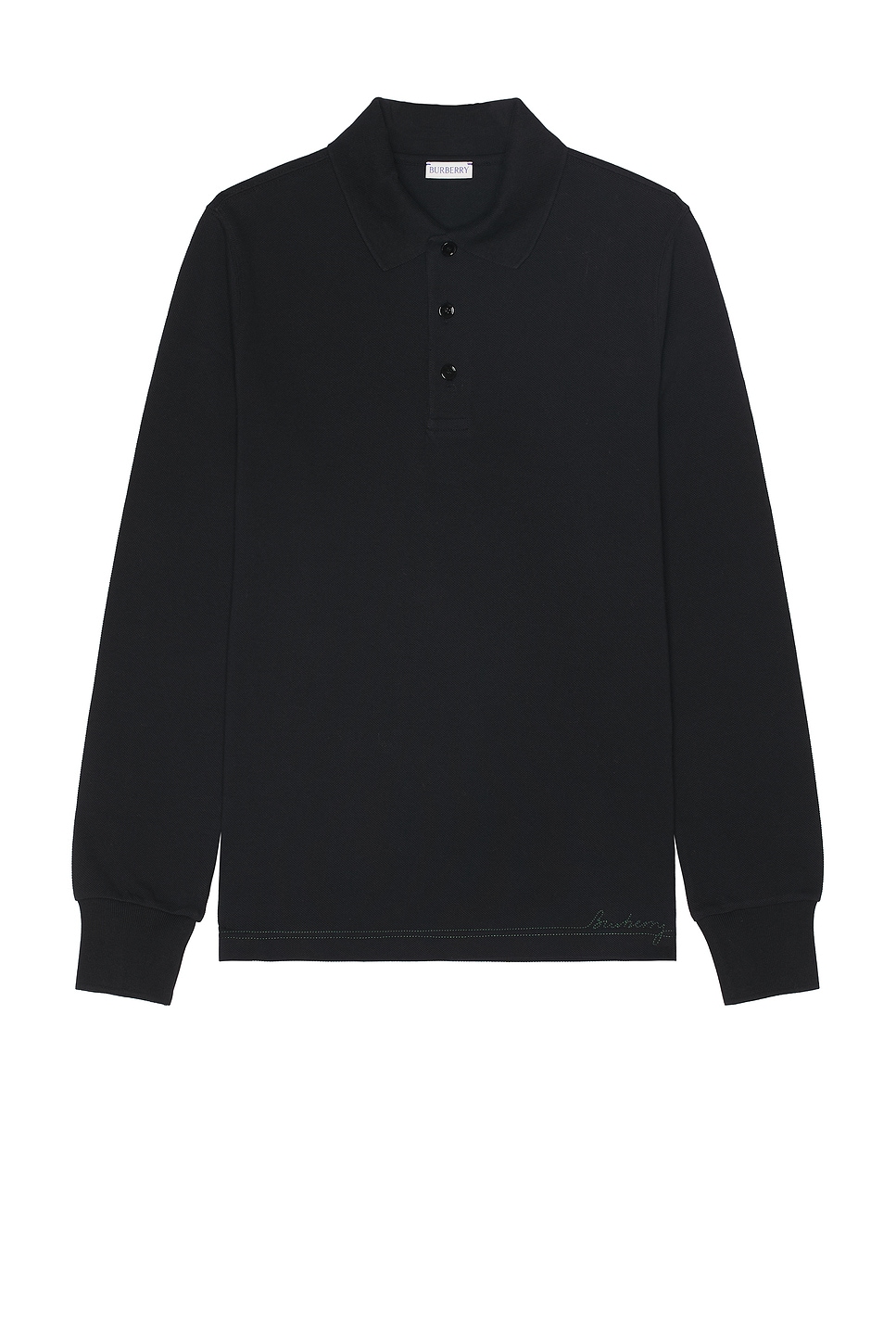 Image 1 of Burberry Long Sleeve Polo in Black