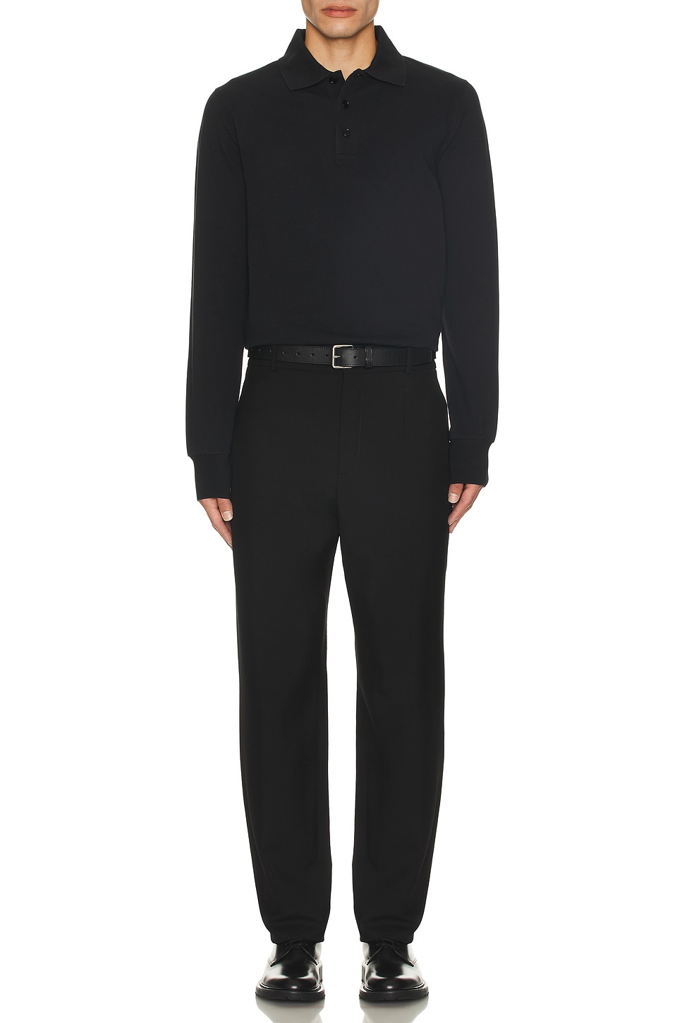 Image 1 of Burberry Long Sleeve Polo in Black