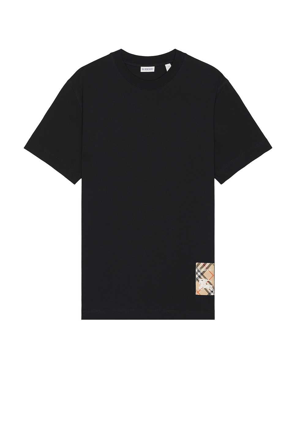 T-Shirt With Check Label in Black