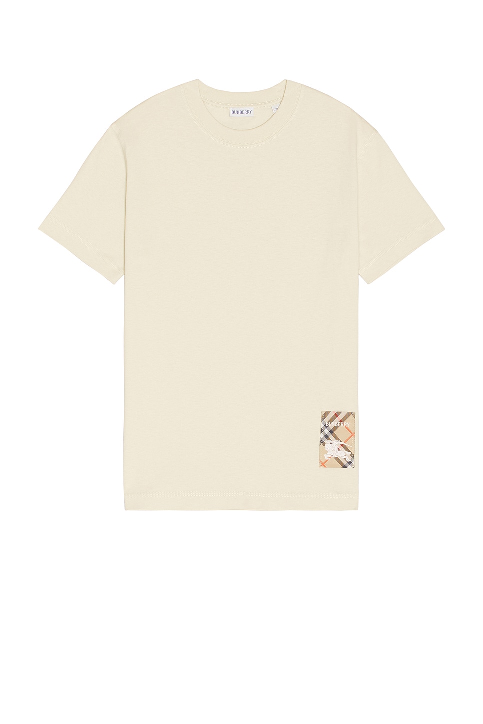 T-Shirt With Check Label in Cream