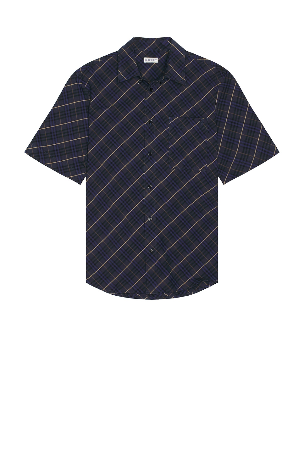 Image 1 of Burberry Short Sleeve Oxford Check Shirt in Midnight