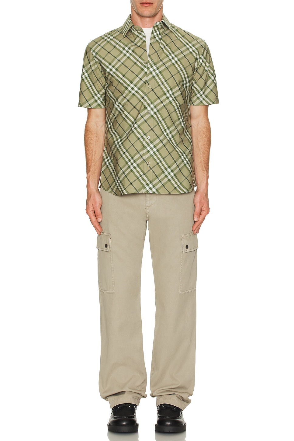 Image 1 of Burberry Bias Cut Check Casual Short Sleeve Shirt in Saxon IP Check