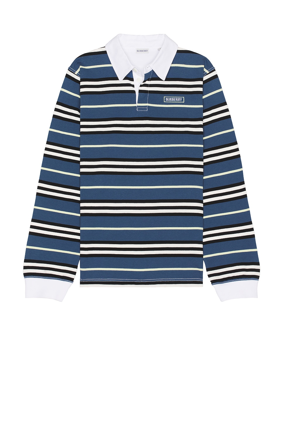 Image 1 of Burberry Long Sleeve Stripe Rugby Polo in Anchor Pattern