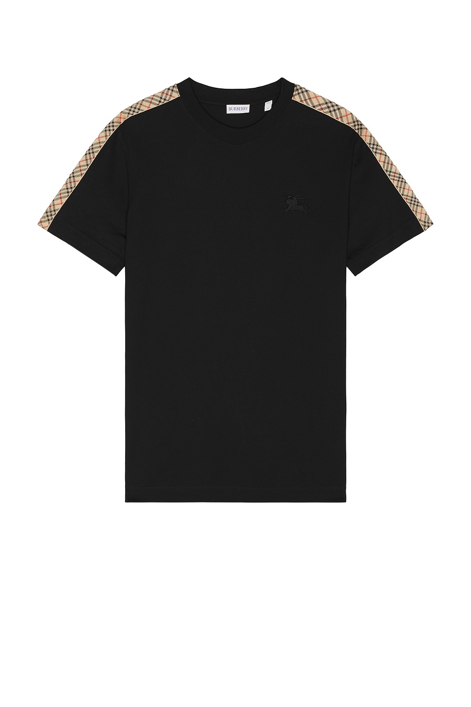 Image 1 of Burberry Check Tape T-Shirt in Black