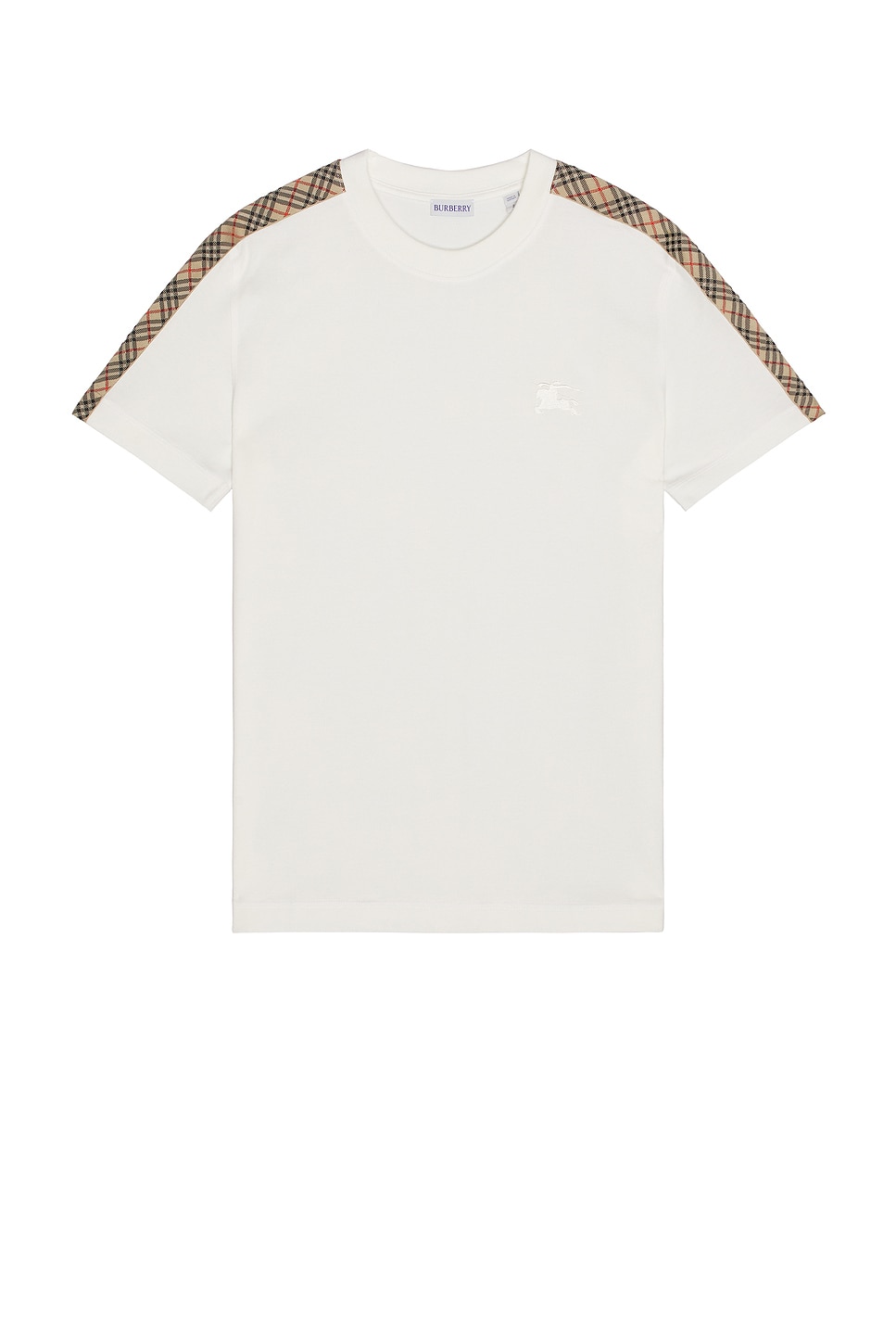Image 1 of Burberry Check Tape T-Shirt in Chalk